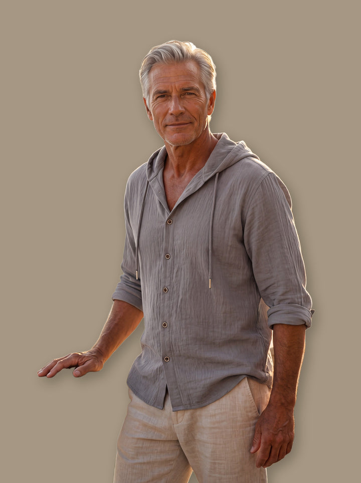 Dawson linen shirt in Grey, studio - Gentlemens Manor
