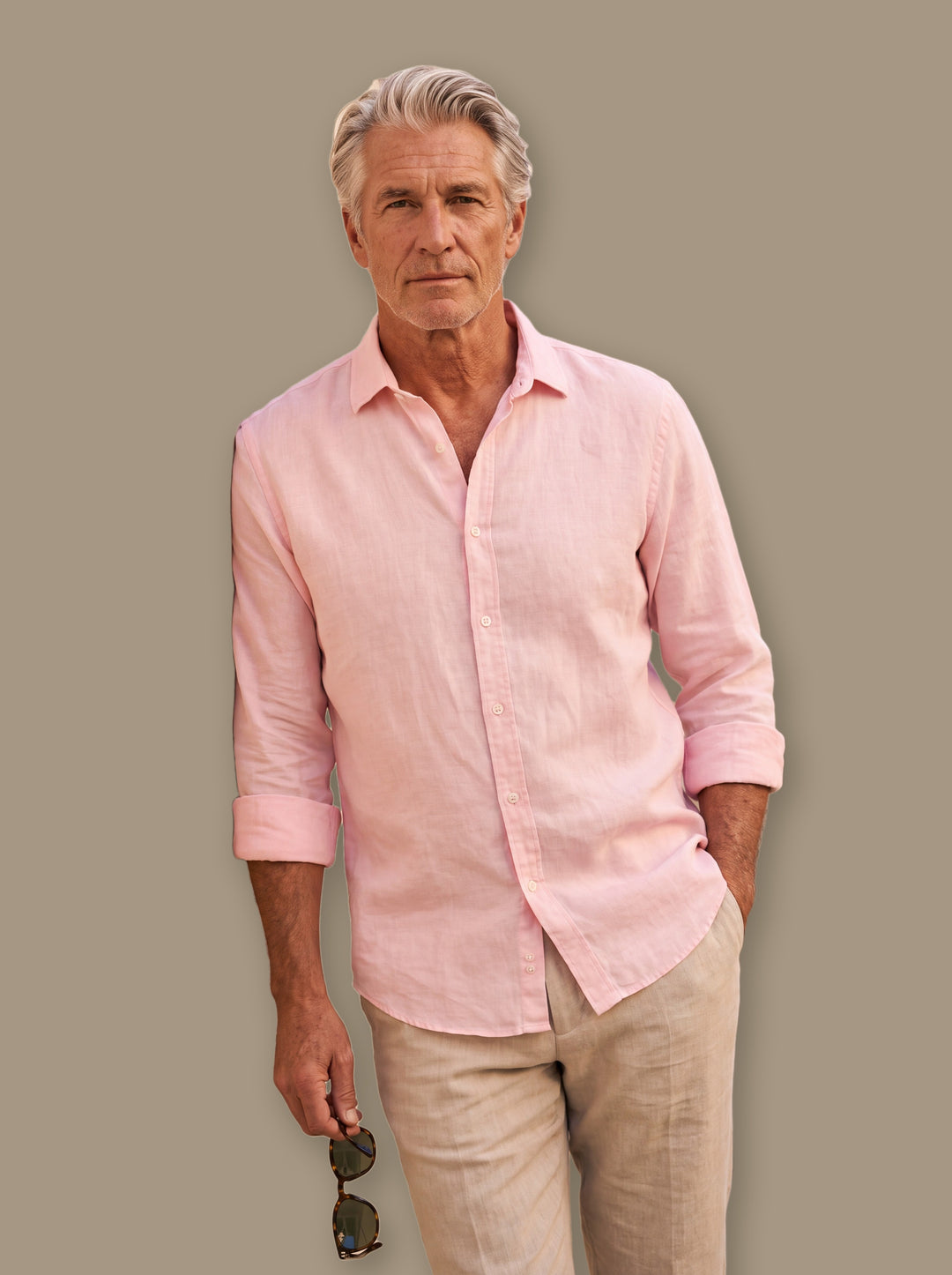 Dean linen shirt in Pink, studio - Gentlemens Manor