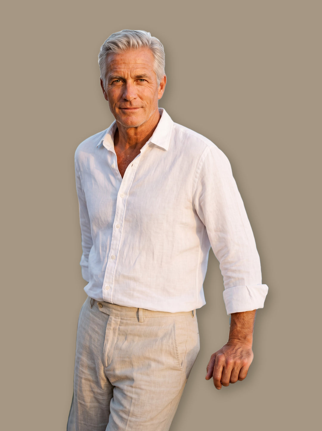 Dean linen shirt in White, studio - Gentlemens Manor