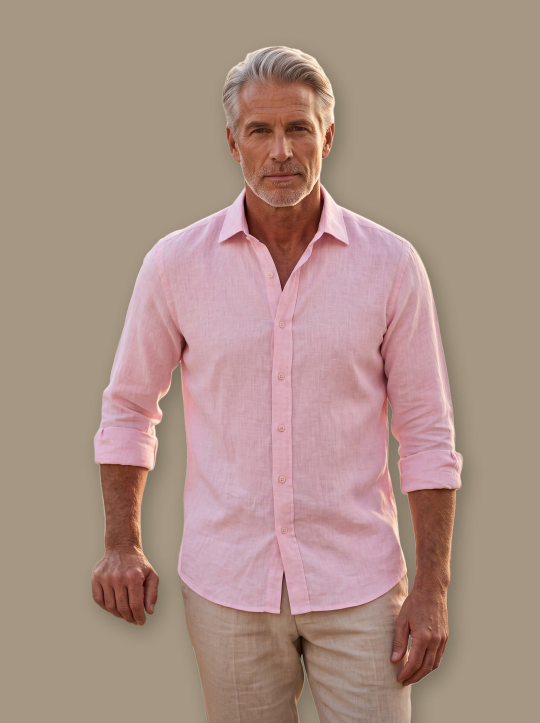 Delmar linen shirt in Pink, studio - Gentlemens Manor