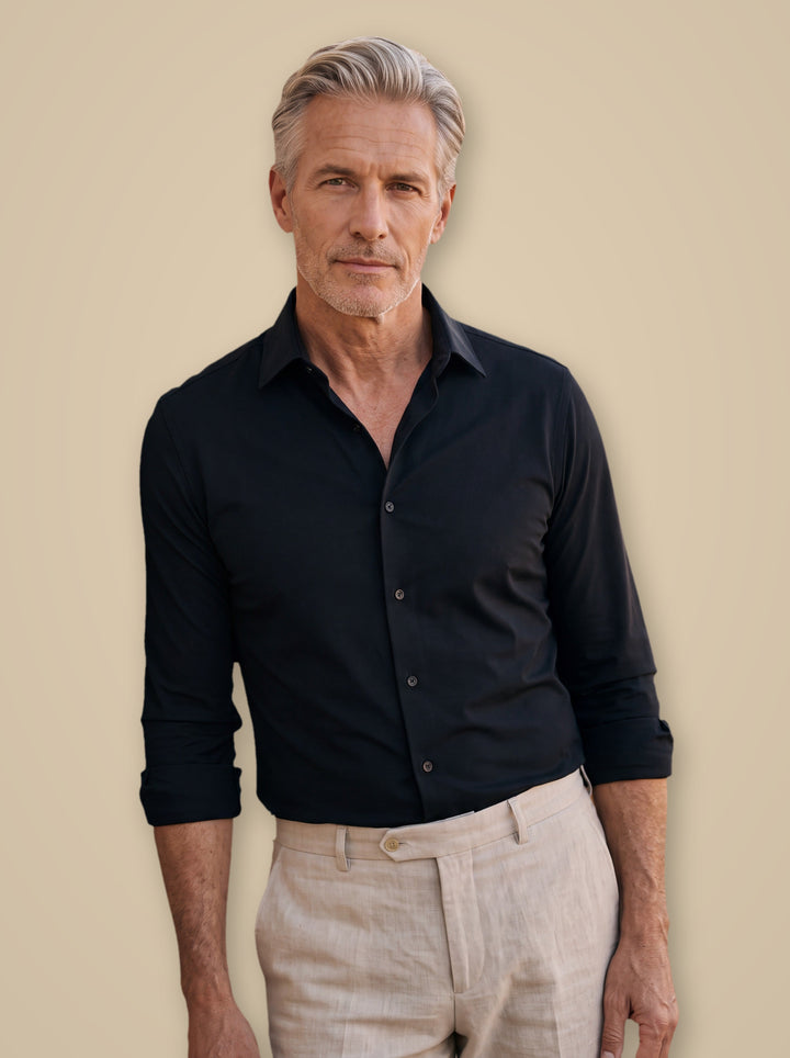 Desmond dress shirt in Black, studio - Gentlemens Manor