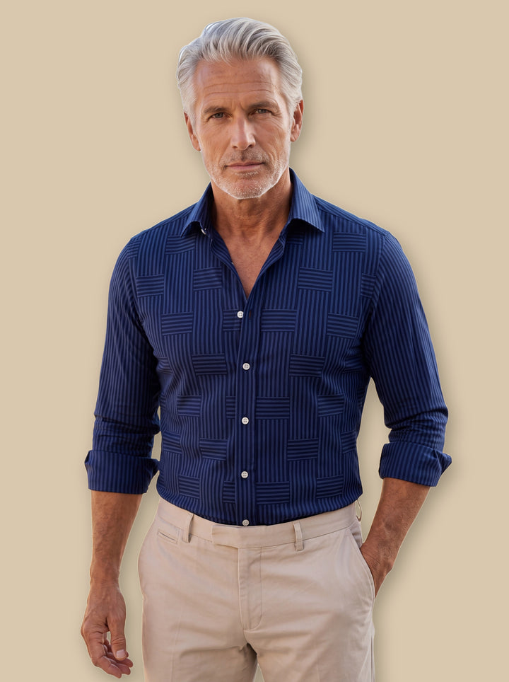 Dewey casual shirt in Navy, studio - Gentlemens Manor