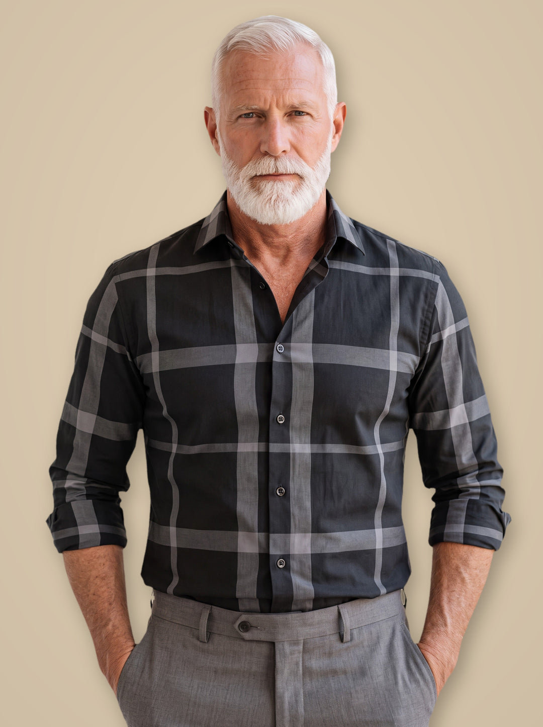 Dexter casual shirt in Charcoal, studio - Gentlemens Manor