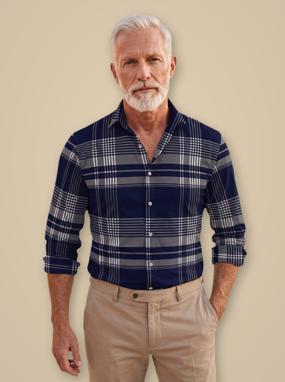 Dexter casual shirt in Navy, studio - Gentlemens Manor