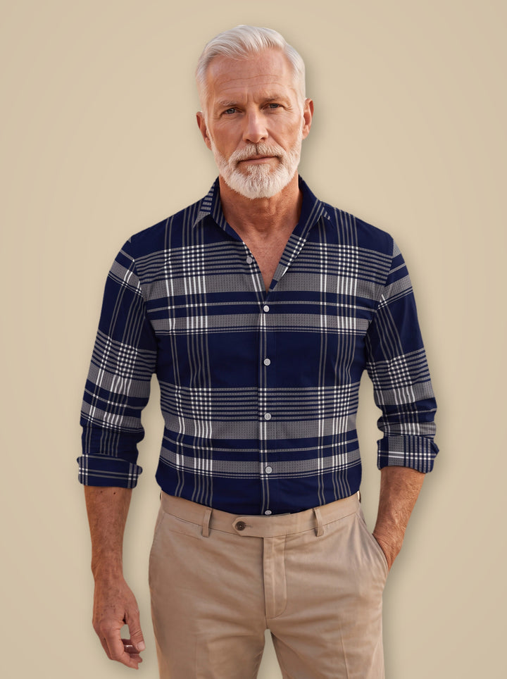 Dexter casual shirt in Navy, studio - Gentlemens Manor