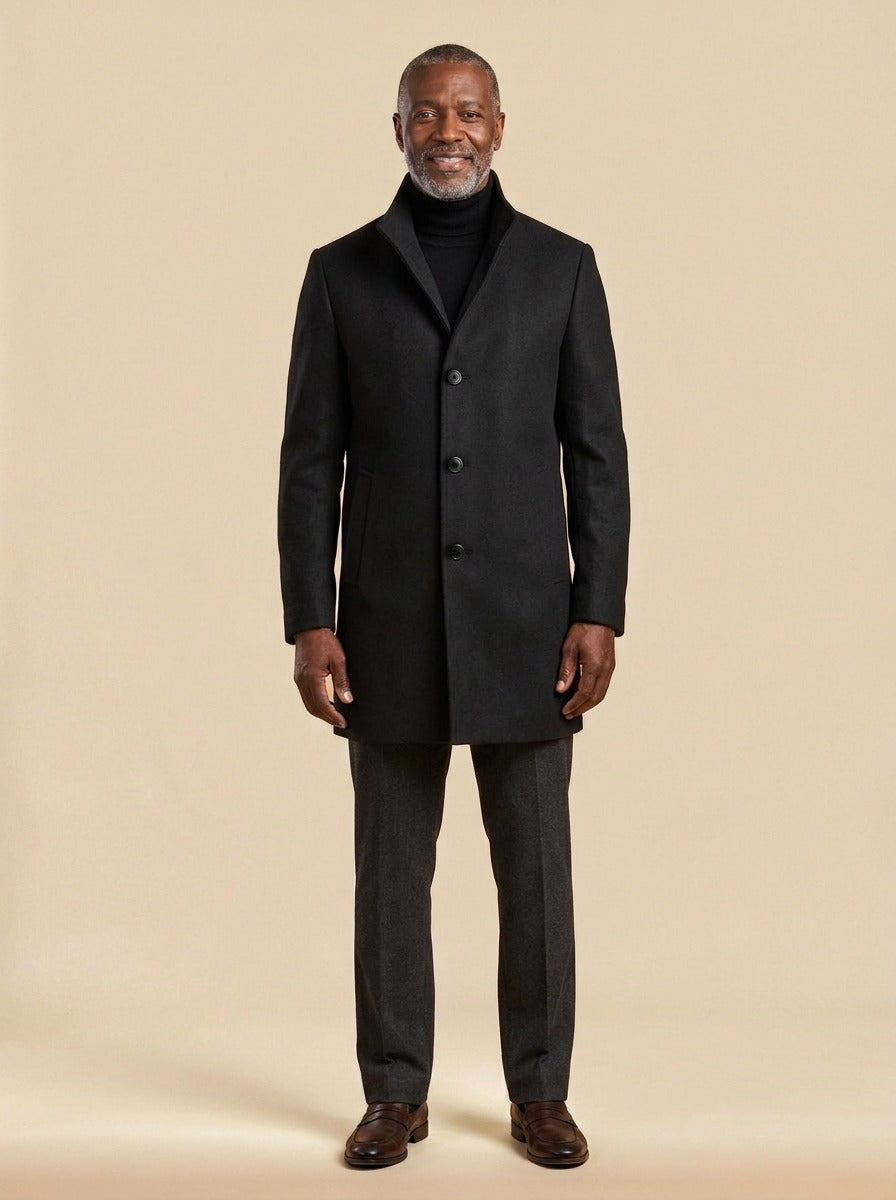 Digby overcoat in Black, studio, Gentlemens Manor