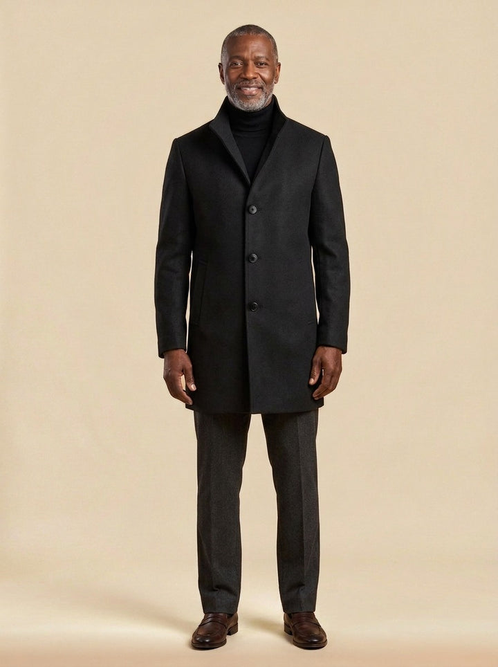 Digby overcoat in Black, studio, Gentlemens Manor