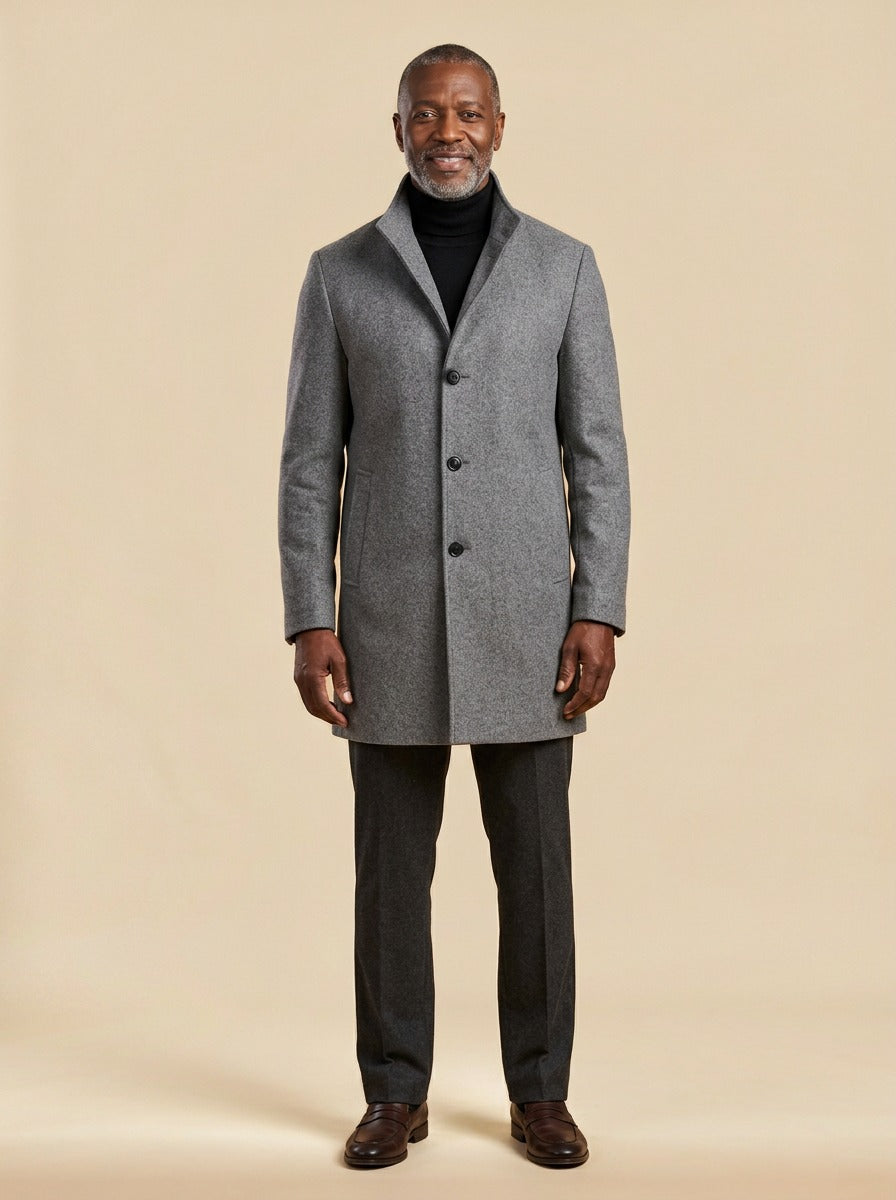 Digby overcoat in Grey, studio, Gentlemens Manor