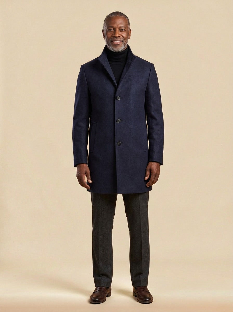 Digby overcoat in Navy, studio, Gentlemens Manor