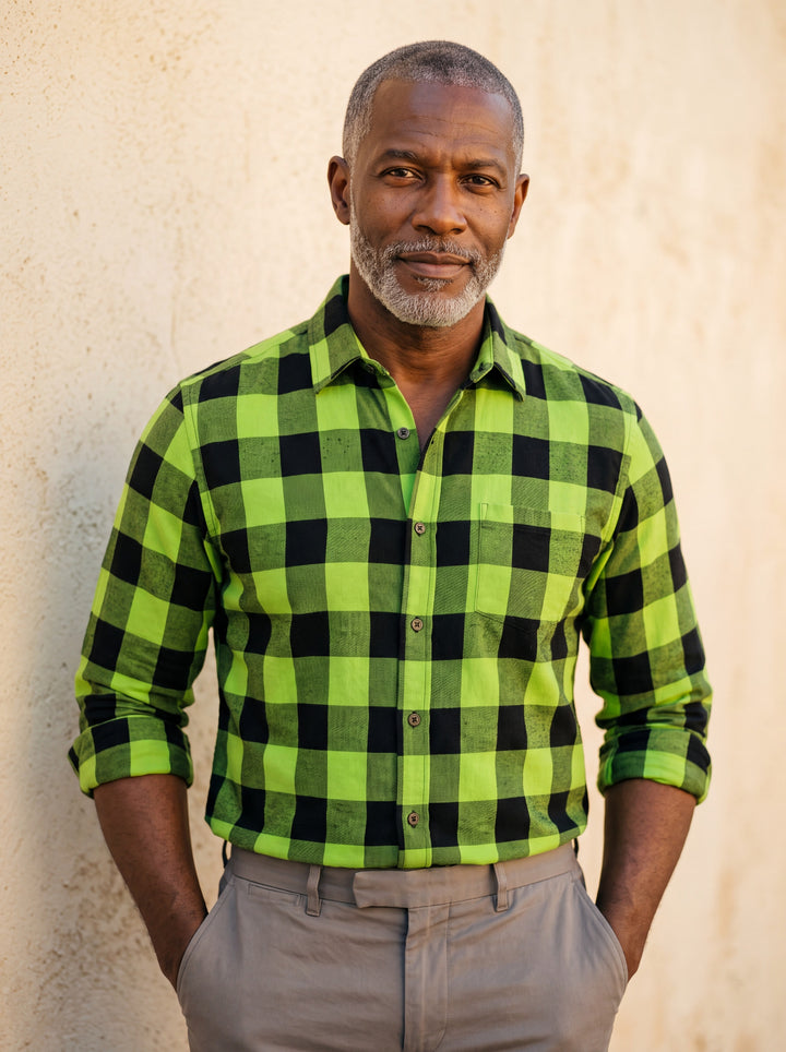 Dominic shirt in Green, worn by a model in a Mediterranean setting - Gentlemens Manor lifestyle