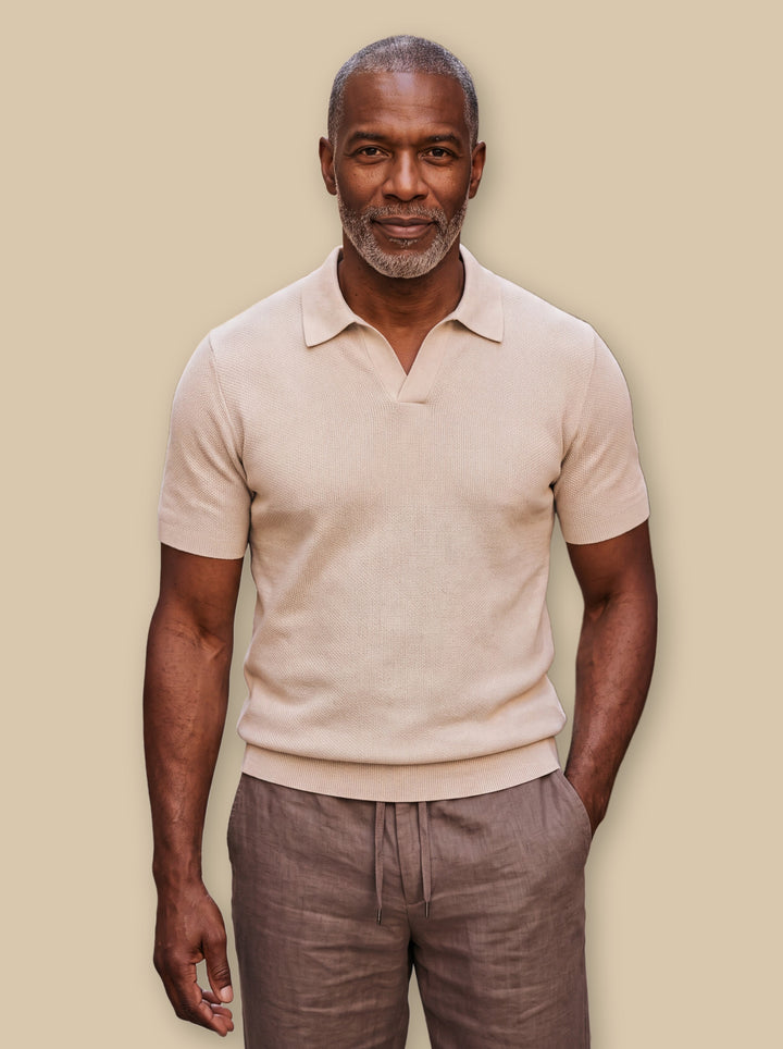 Donald polo shirt in Beige, studio - Gentlemens Manor