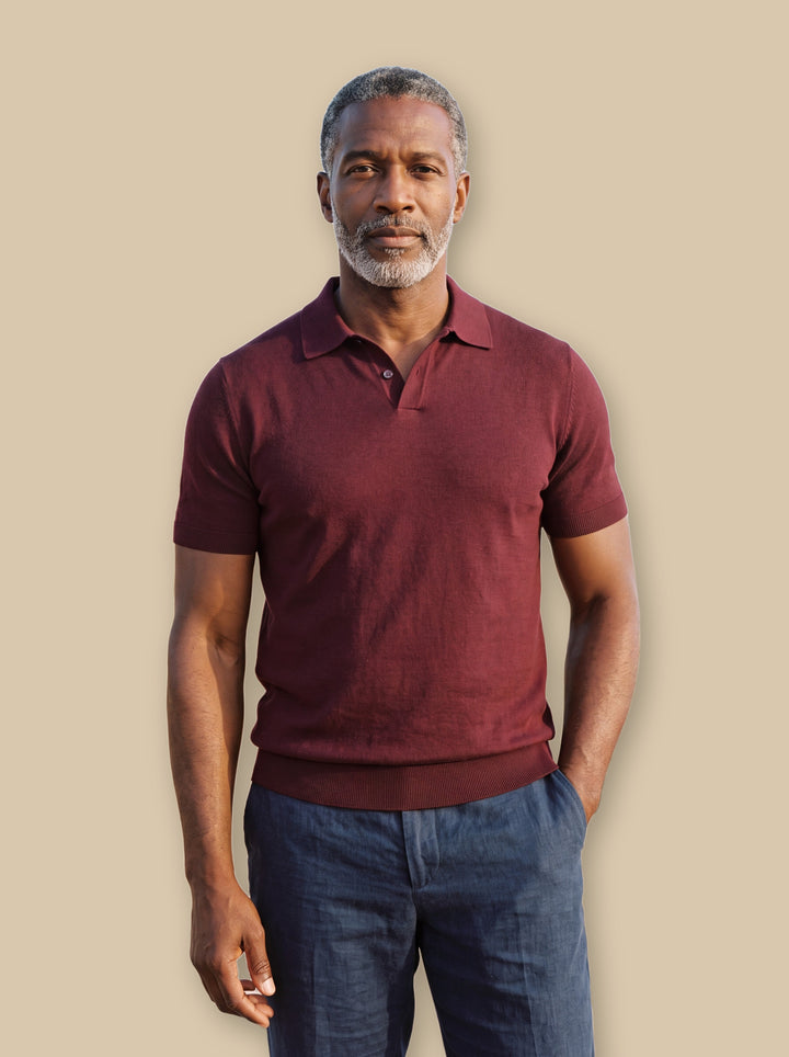 Donald polo shirt in Burgundy, studio - Gentlemens Manor