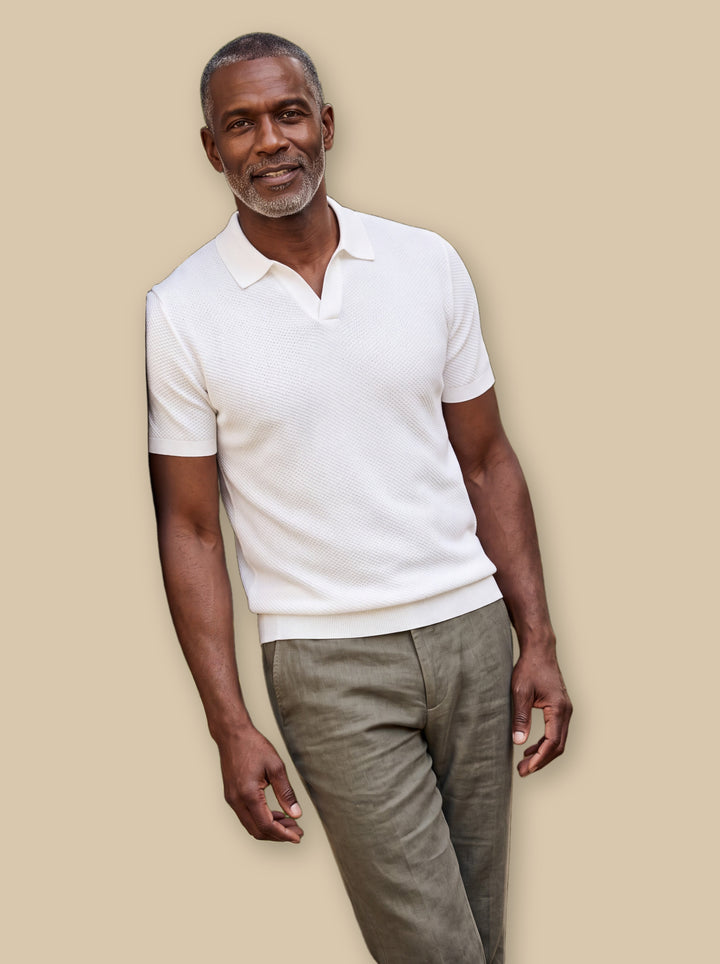 Donald polo shirt in White, studio - Gentlemens Manor