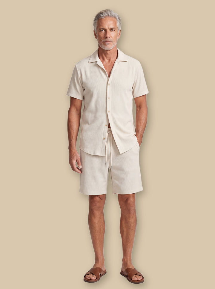 Donovan shirt and shorts set in Beige, studio - Gentlemens Manor