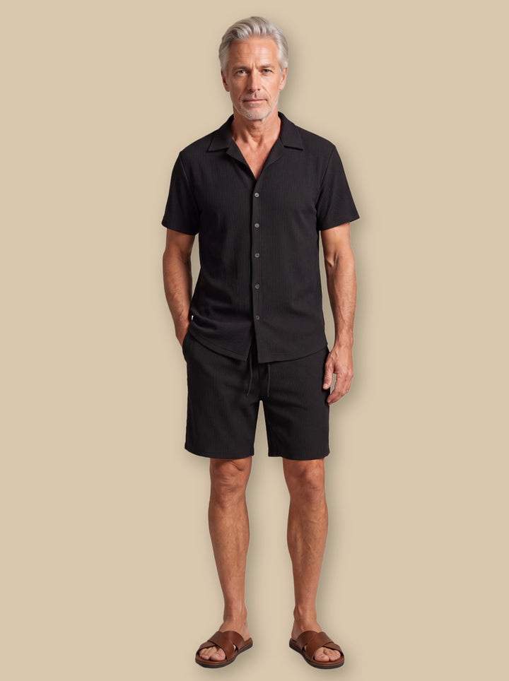 Donovan shirt and shorts set in Black, studio - Gentlemens Manor