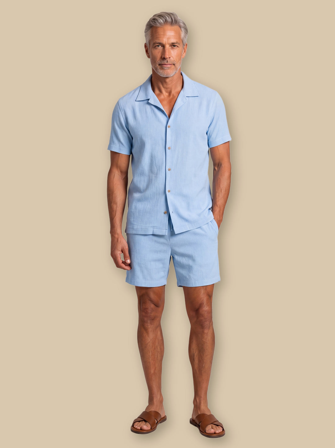 Donovan shirt and shorts set in Light Blue, studio - Gentlemens Manor