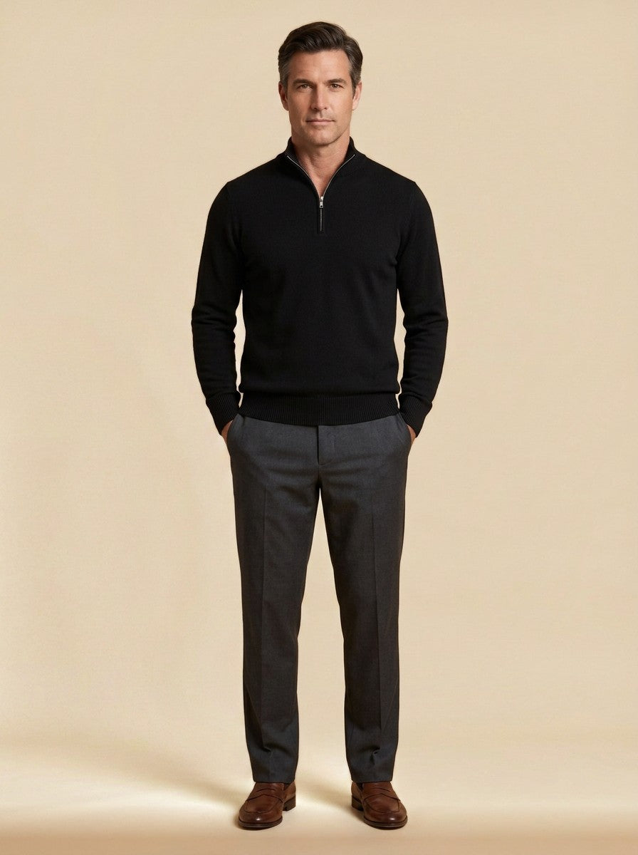 Dorsey mock neck sweater in Black, studio, Gentlemens Manor