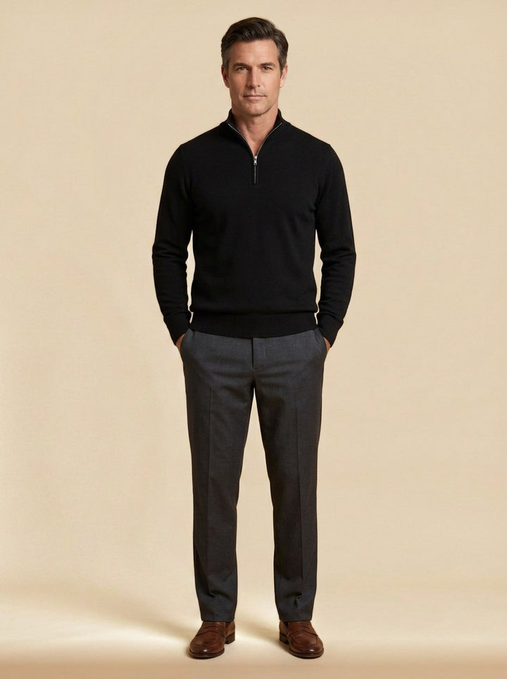 Dorsey mock neck sweater in Black, studio, Gentlemens Manor