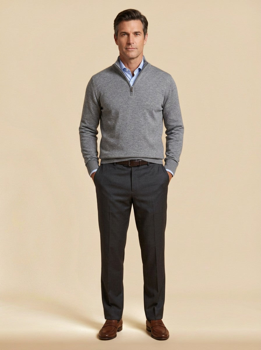 Dorsey mock neck sweater in Grey, studio, Gentlemens Manor