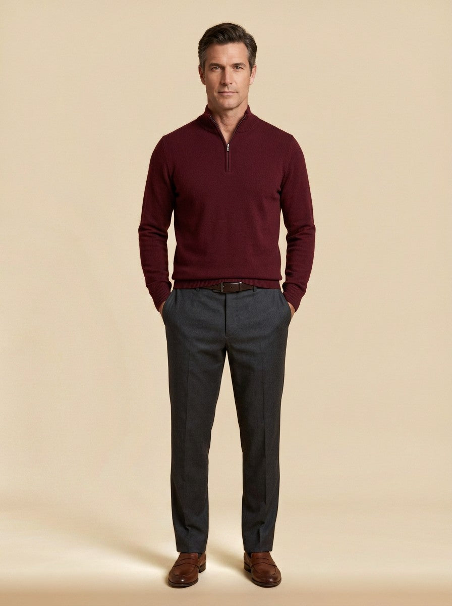 Dorsey mock neck sweater in Red, studio, Gentlemens Manor