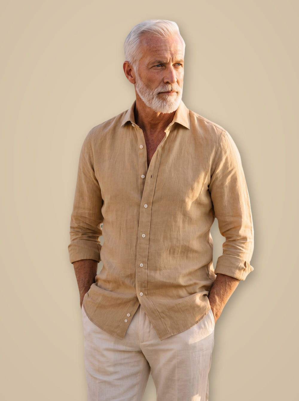 Doyle dress shirt in Beige, studio - Gentlemens Manor