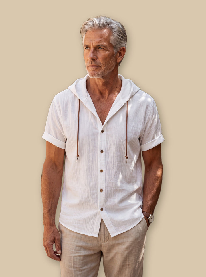 Drake hooded top in White, studio - Gentlemens Manor