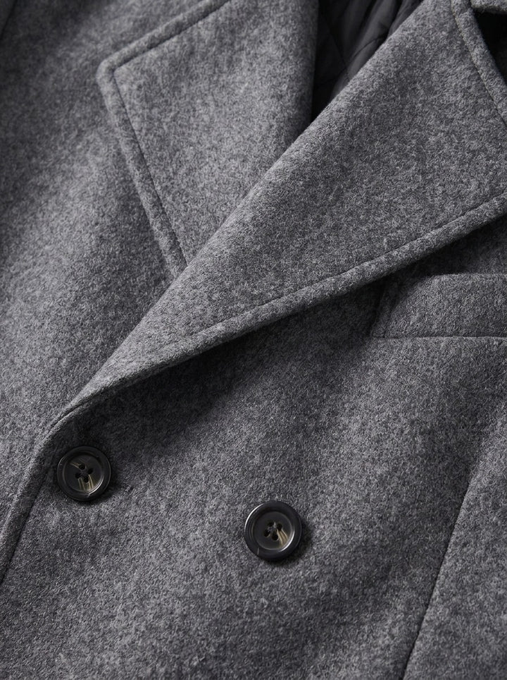 Driscoll double breasted peacoat, fabric close up, Gentlemens Manor