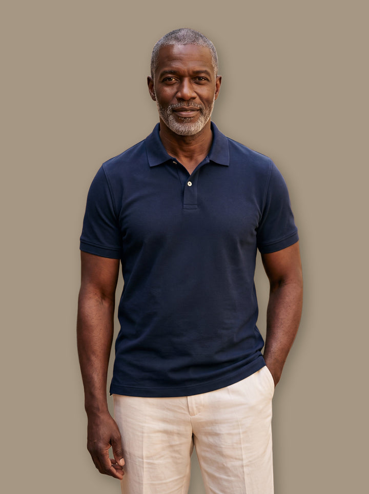 Dudley polo shirt in Navy, studio - Gentlemens Manor
