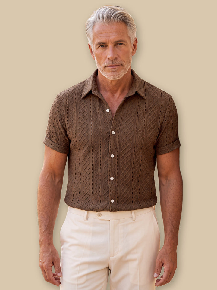 Earl casual shirt in Dark Brown, studio - Gentlemens Manor