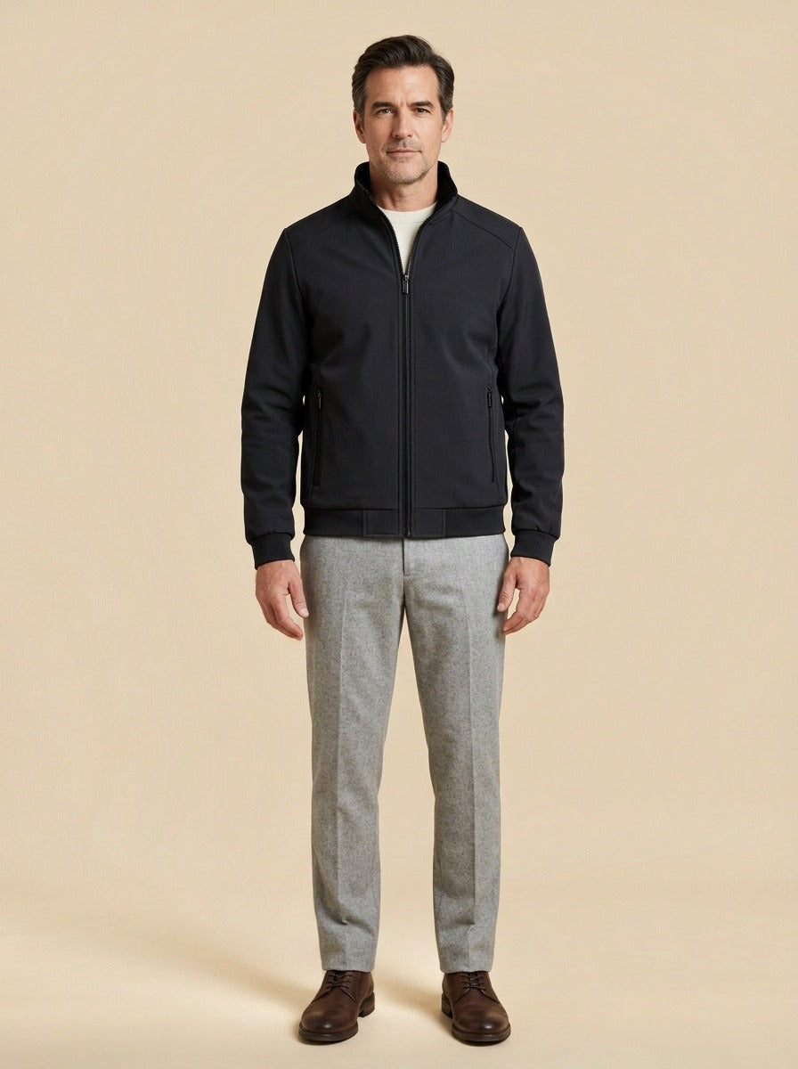 Easton bomber jacket in Black, studio, Gentlemens Manor