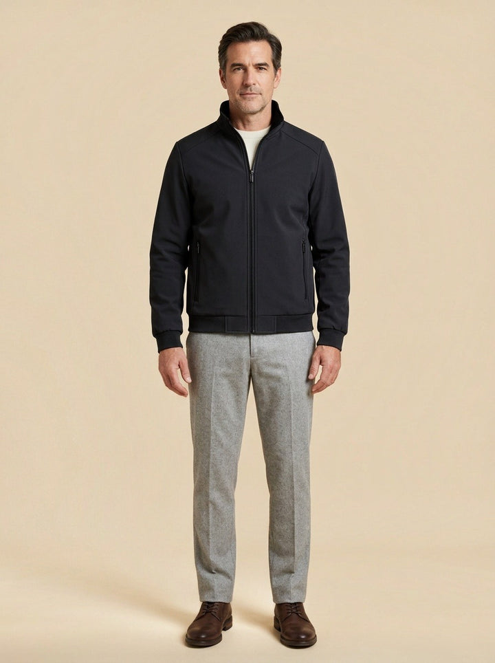 Easton bomber jacket in Black, studio, Gentlemens Manor