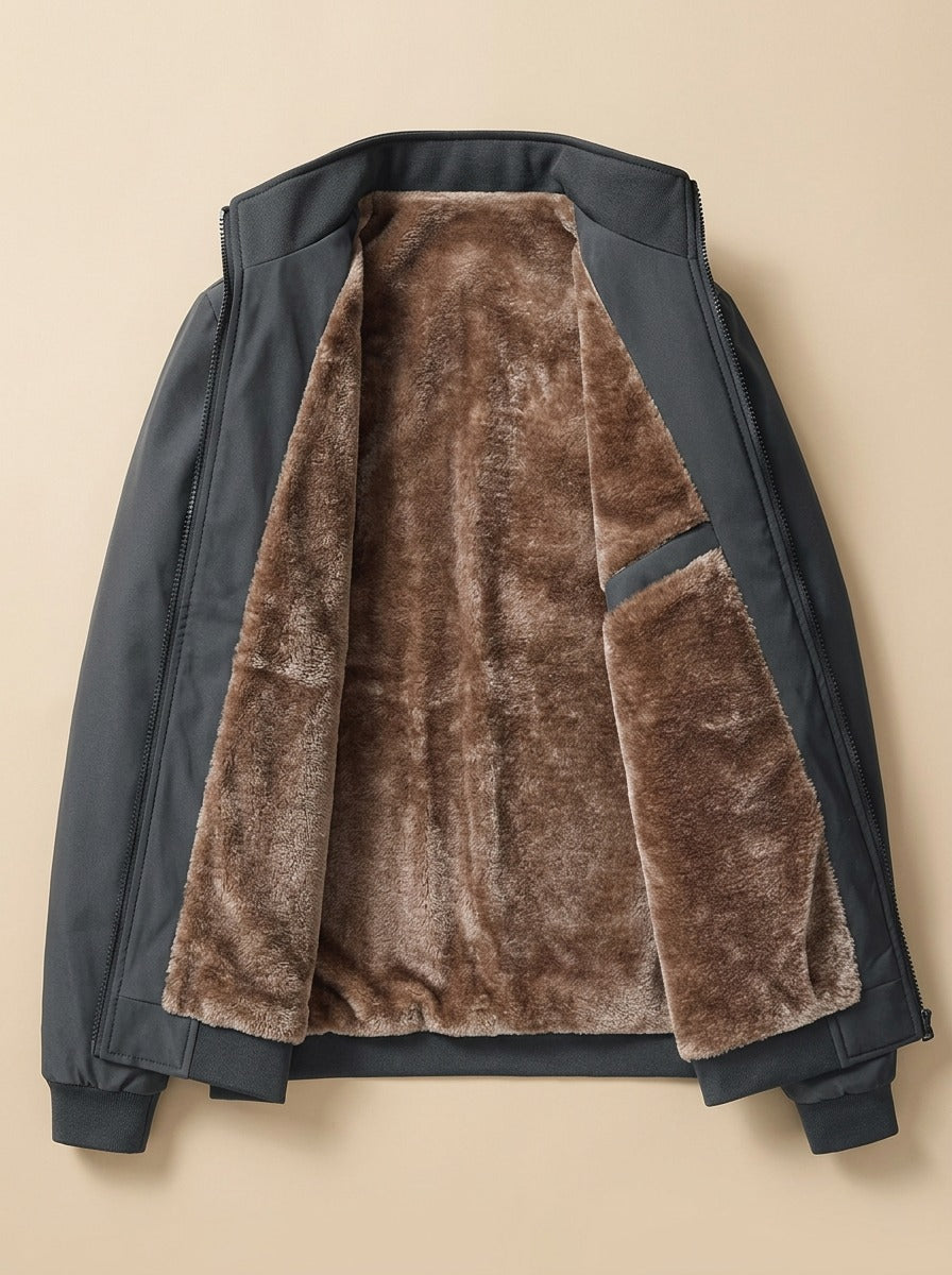 Easton bomber jacket in Charcoal, inside view, Gentlemens Manor