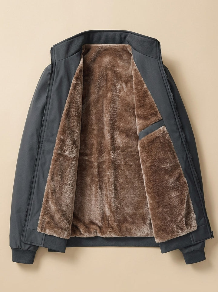 Easton bomber jacket in Charcoal, inside view, Gentlemens Manor