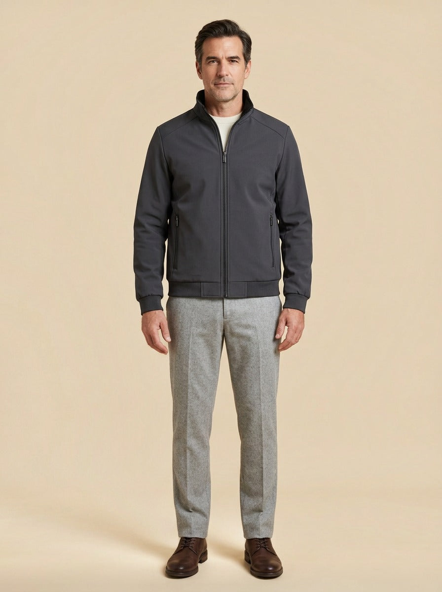 Easton bomber jacket in Charcoal, studio, Gentlemens Manor