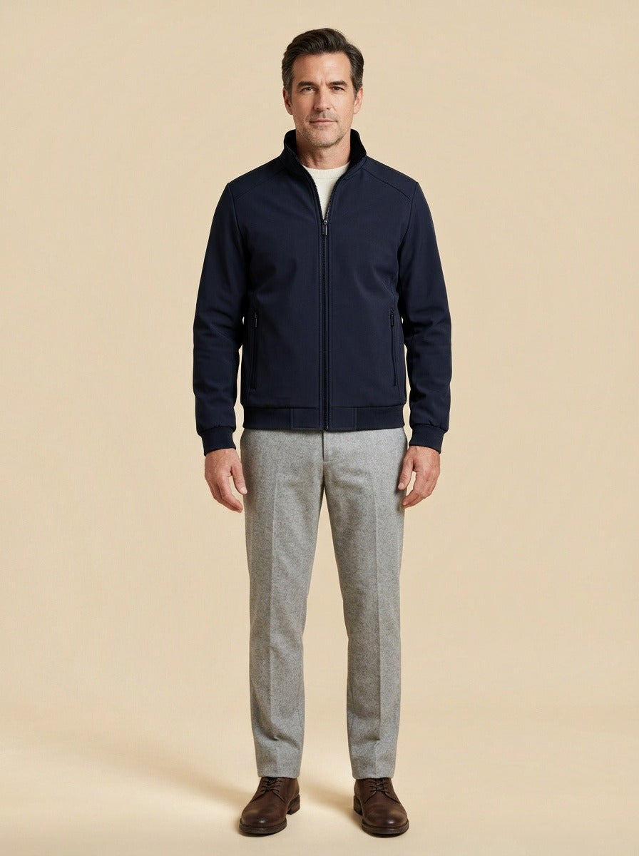 Easton bomber jacket in Navy, studio, Gentlemens Manor