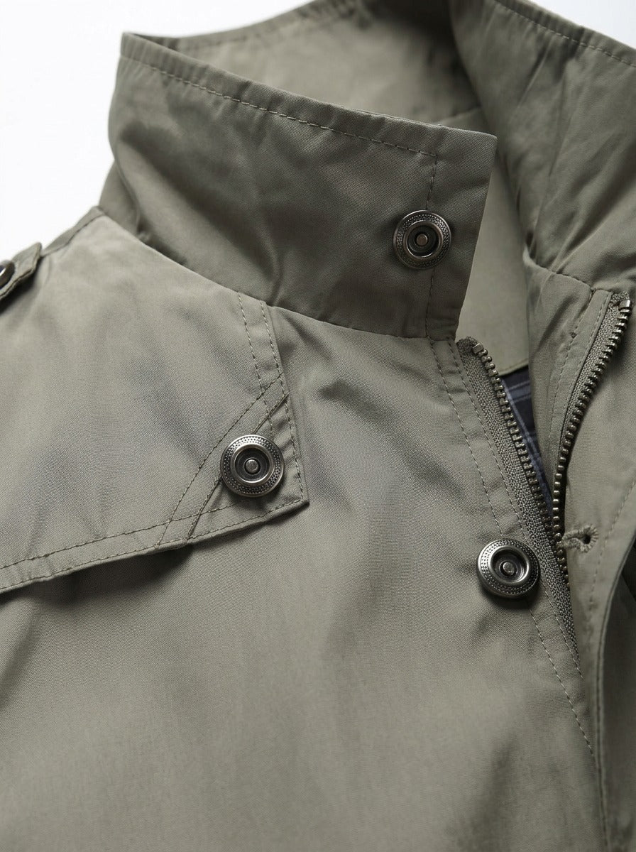 Eaton stand collar field jacket, fabric close up, Gentlemens Manor