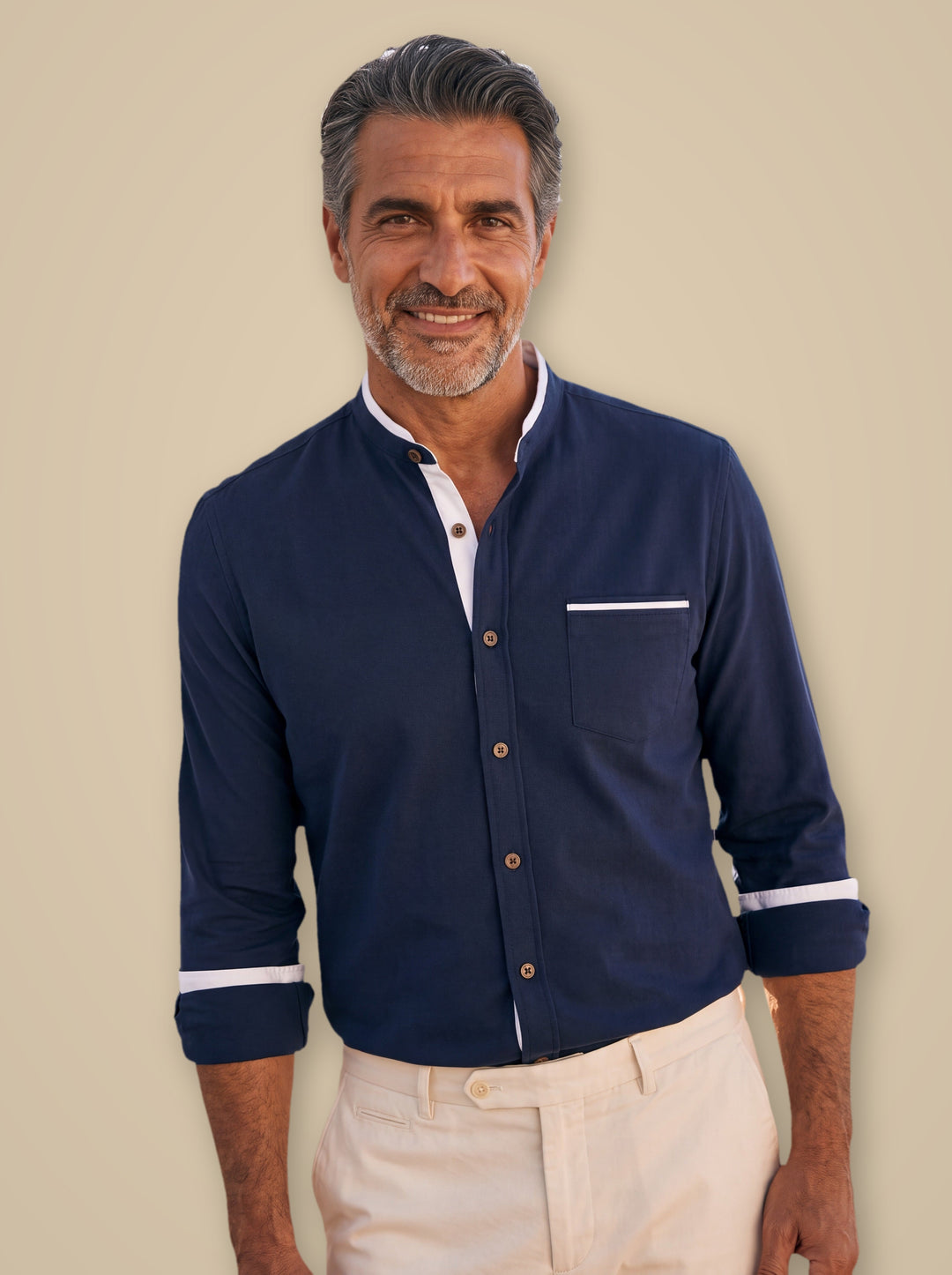 Edgar dress shirt in Navy, studio - Gentlemens Manor