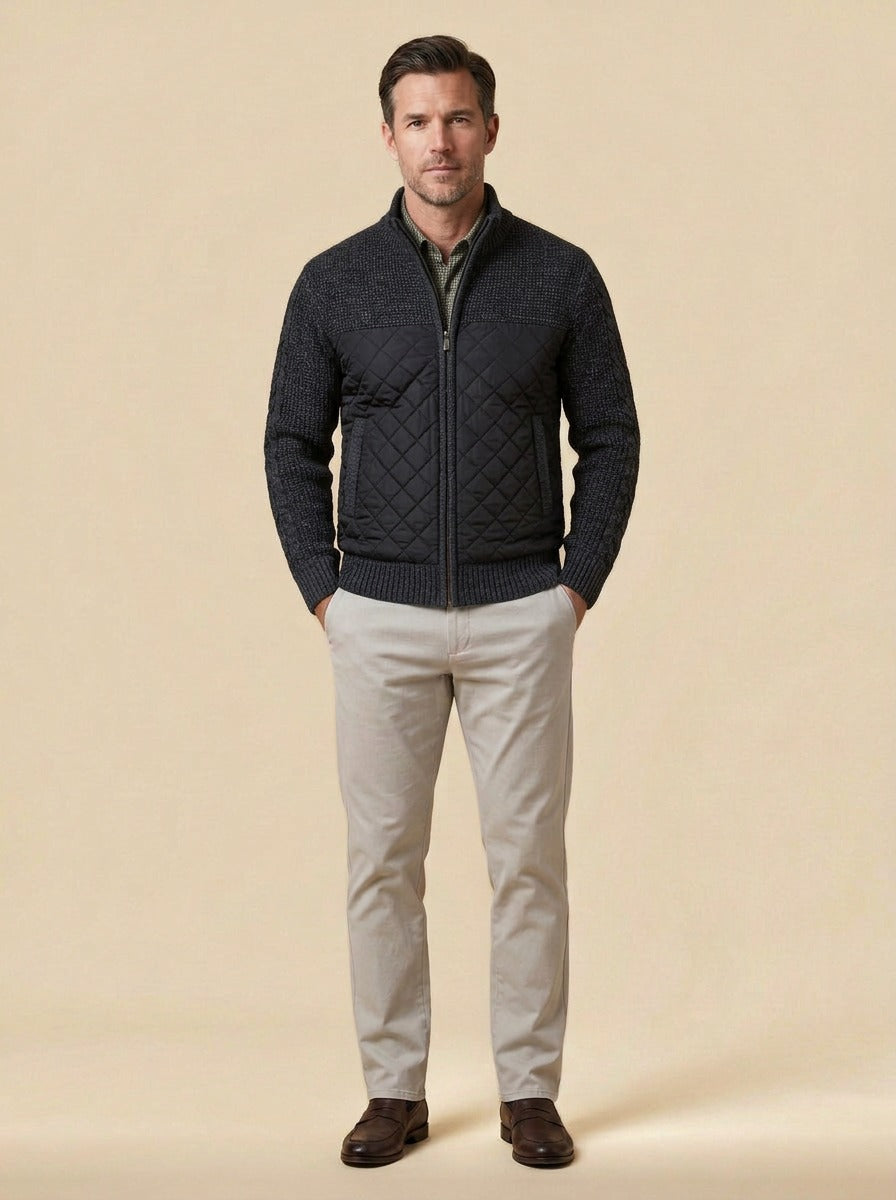 Edgerton quilted knit jacket in Black, studio, Gentlemens Manor