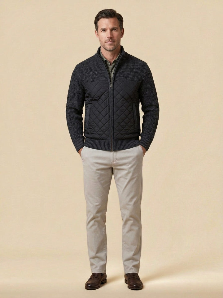 Edgerton quilted knit jacket in Black, studio, Gentlemens Manor