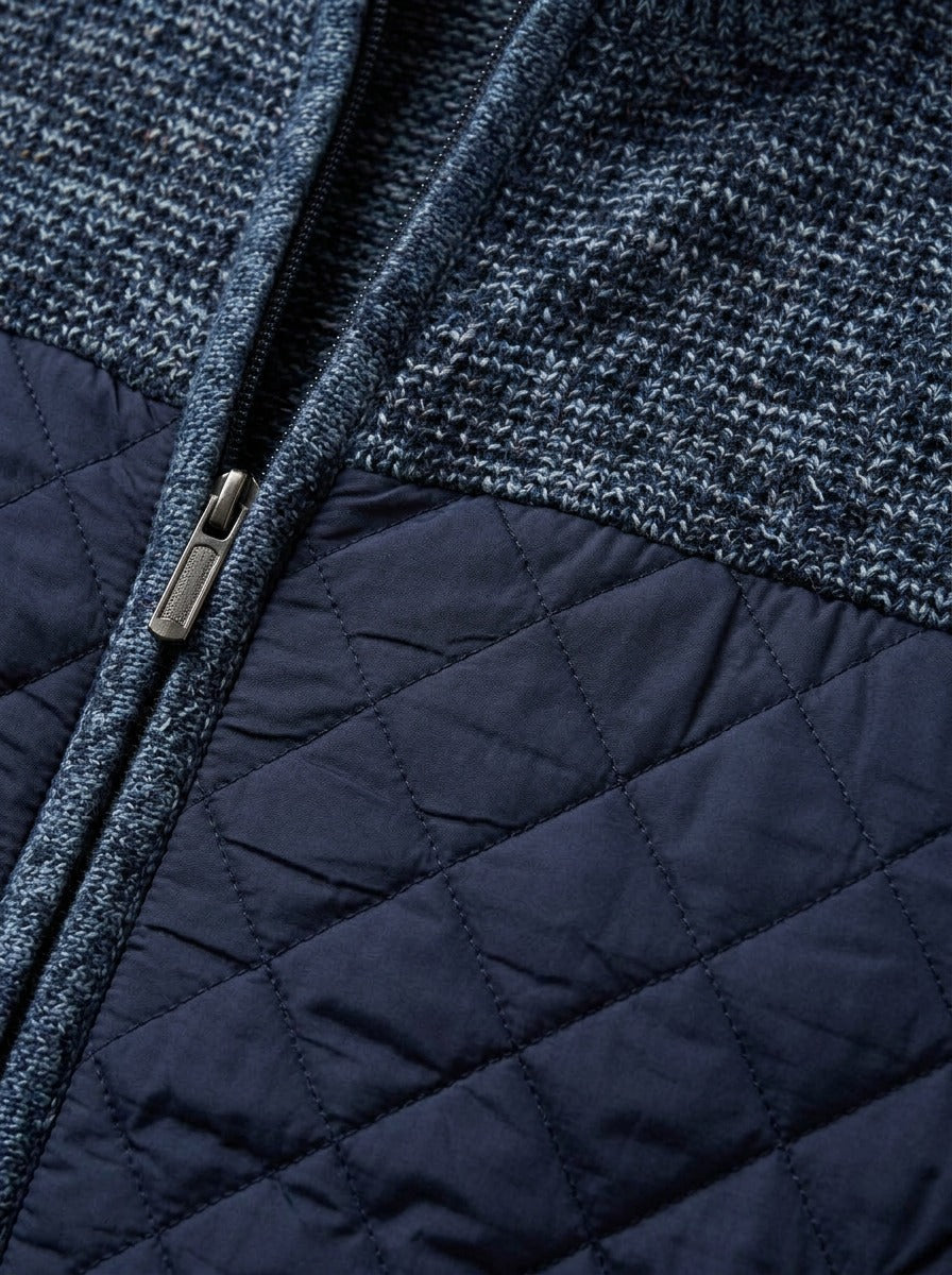 Edgerton quilted knit jacket, fabric close up, Gentlemens Manor