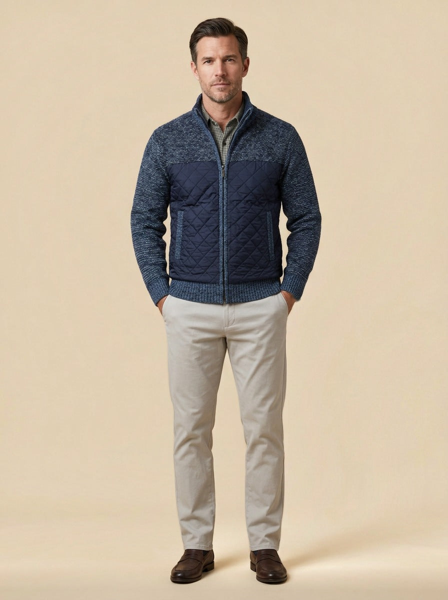 Edgerton quilted knit jacket in Navy, studio, Gentlemens Manor