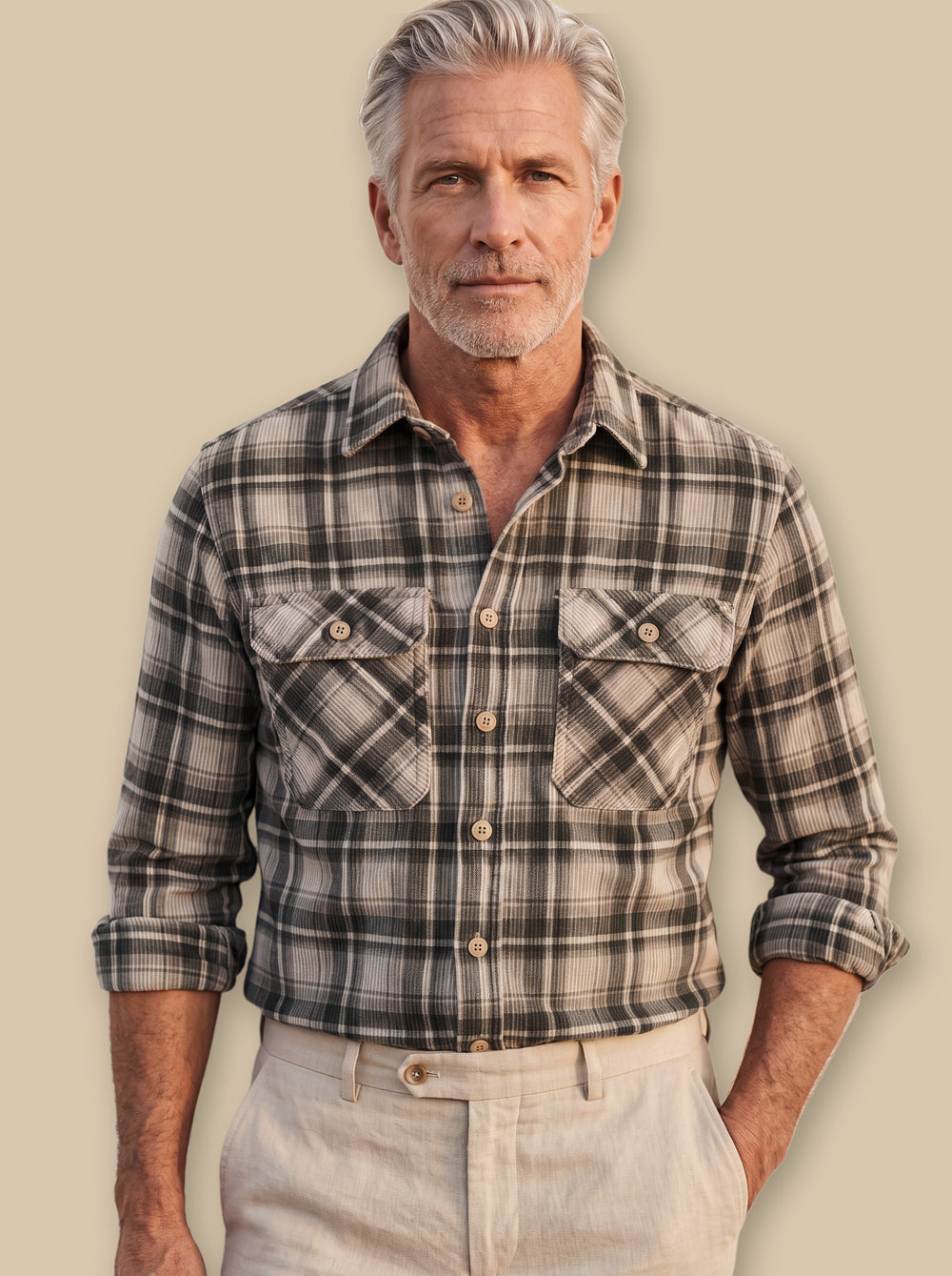 Edison casual shirt in Charcoal, studio - Gentlemens Manor