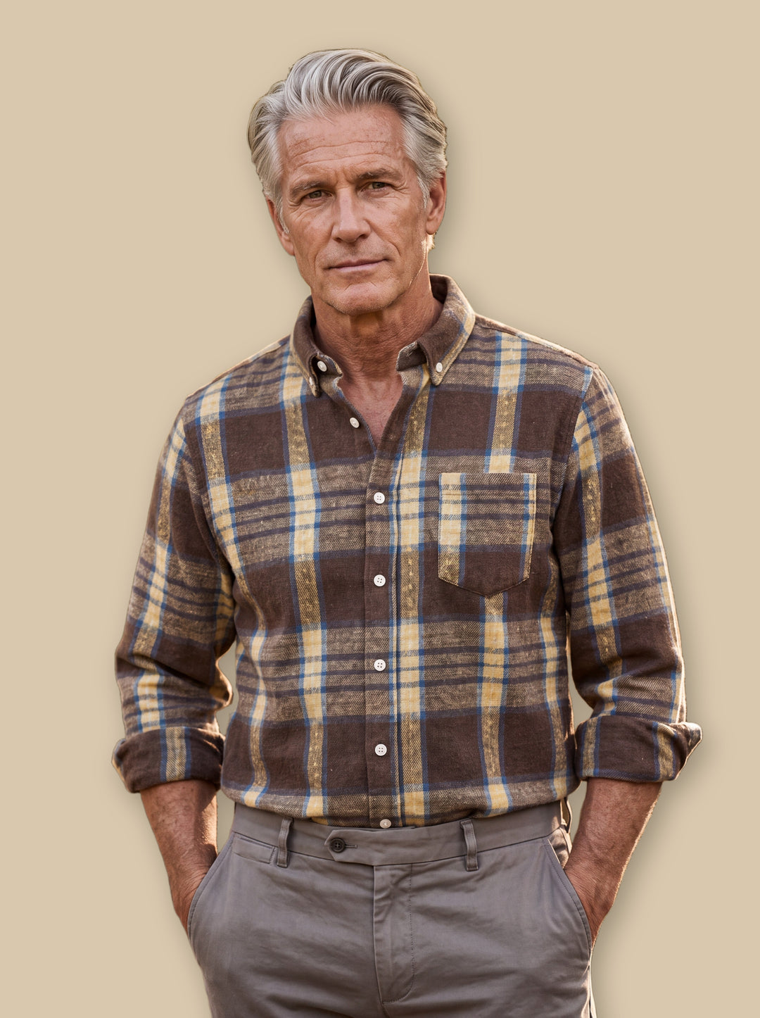 Edmund casual shirt in Brown, studio - Gentlemens Manor