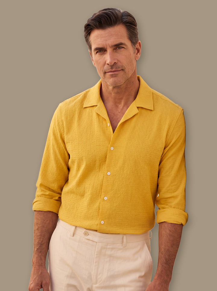 Edward casual shirt in Mustard, studio - Gentlemens Manor