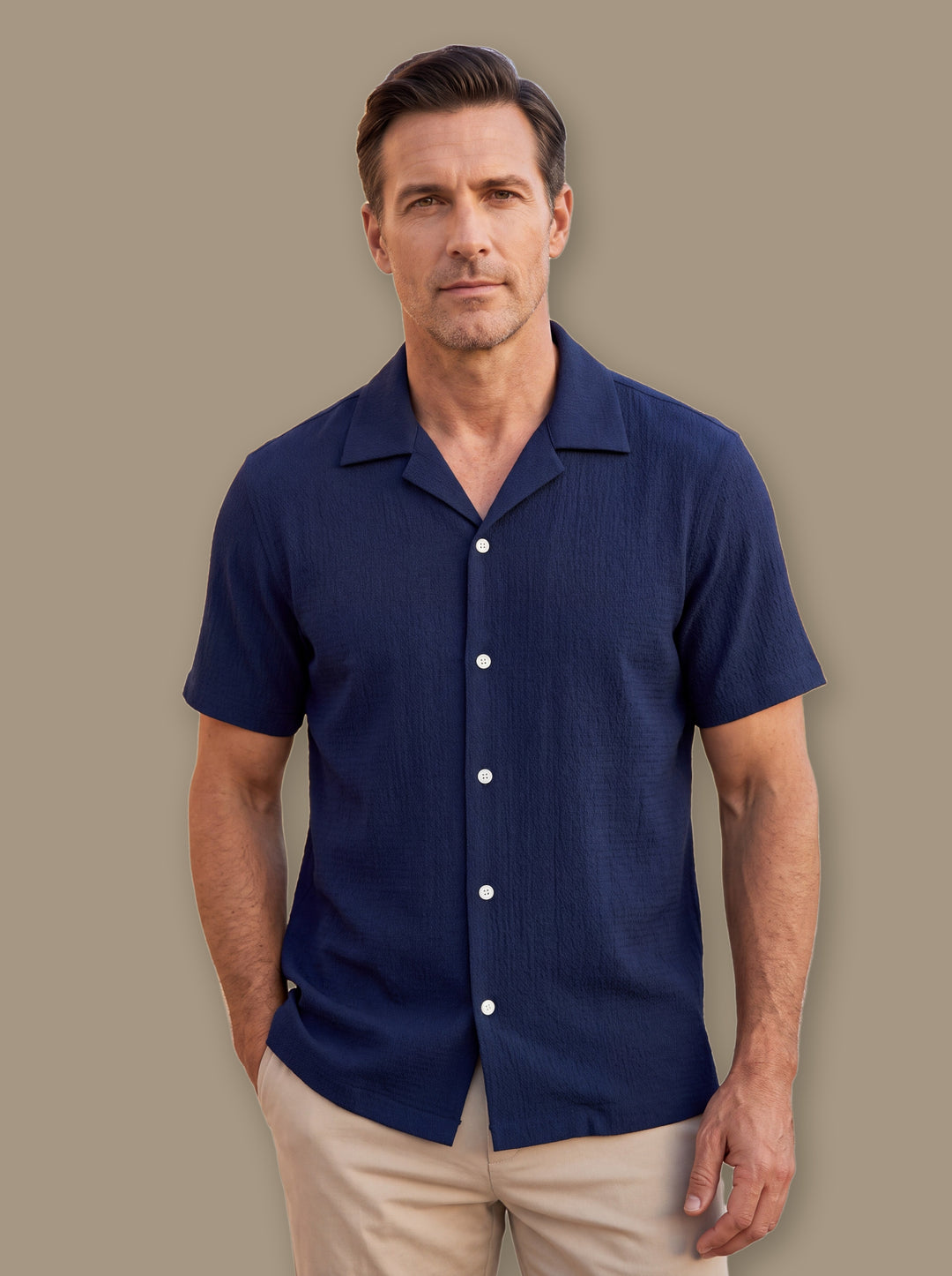 Edward casual shirt in Navy, studio - Gentlemens Manor
