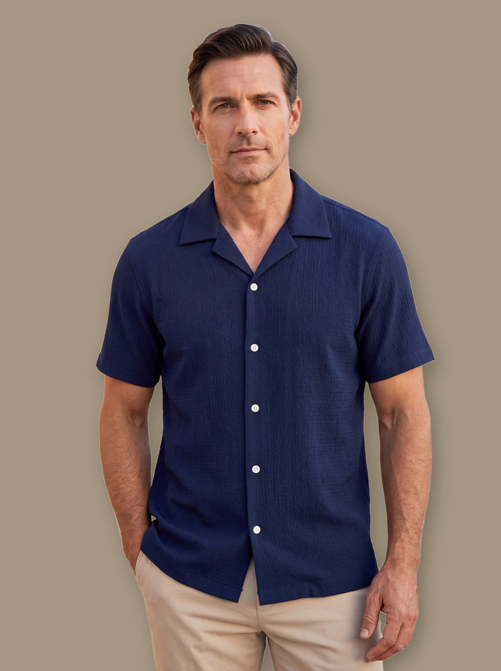 Edward casual shirt in Navy, studio - Gentlemens Manor