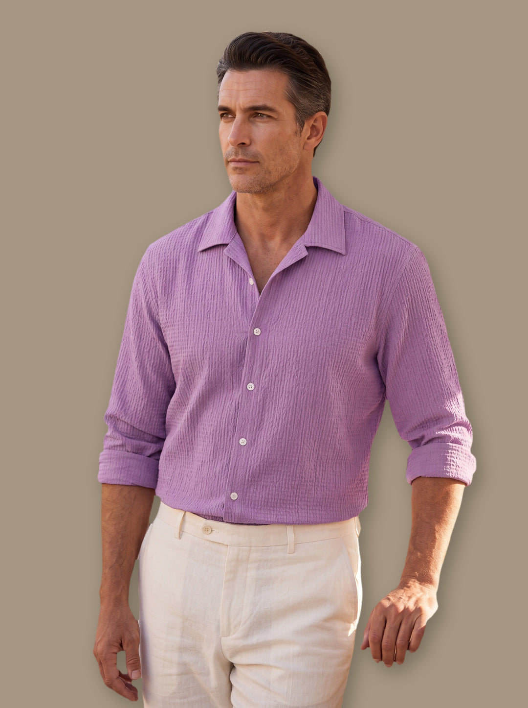 Edward casual shirt in Purple, studio - Gentlemens Manor