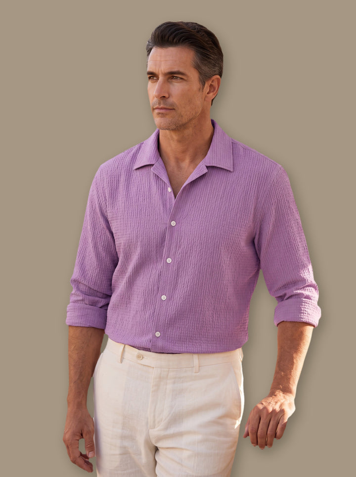 Edward casual shirt in Purple, studio - Gentlemens Manor