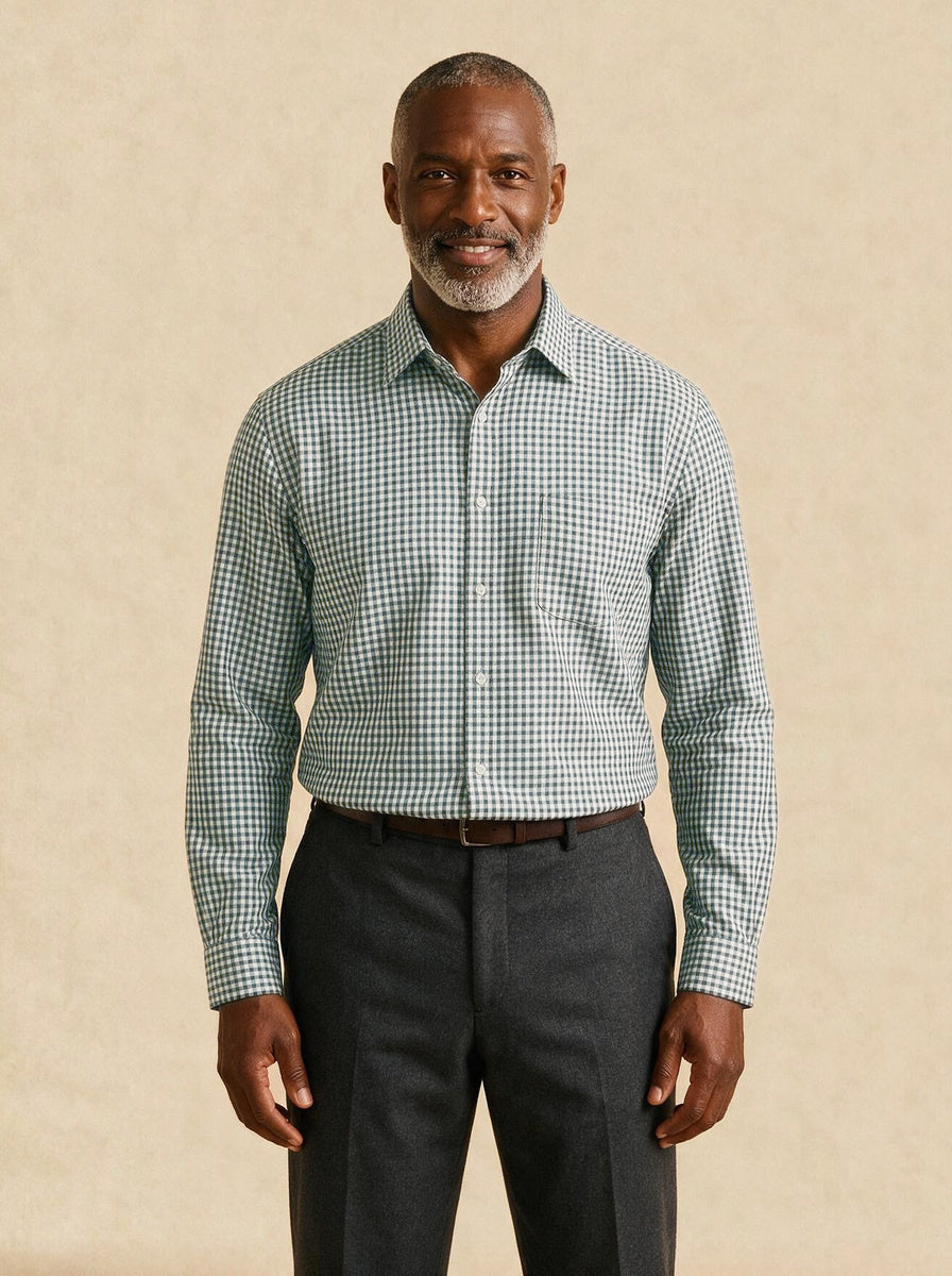 Ellery check shirt in Blue, studio, Gentlemens Manor