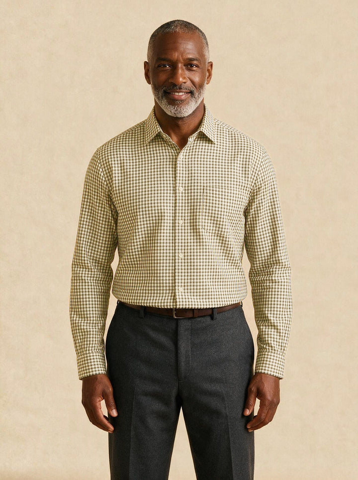 Ellery check shirt in Brown, studio, Gentlemens Manor